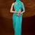 Turquoise floral embroidered  chiffon saree