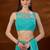 Turquoise floral embroidered  chiffon saree