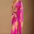 Pink leheriya beads and stones poly chiffon saree