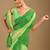 Green bandhani beads and stones poly chiffon saree
