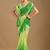 Green bandhani beads and stones poly chiffon saree