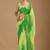 Green bandhani beads and stones poly chiffon saree