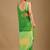 Green bandhani beads and stones poly chiffon saree