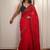 Red embellished sequinned poly chiffon heavy work saree
