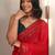 Red embellished sequinned poly chiffon heavy work saree