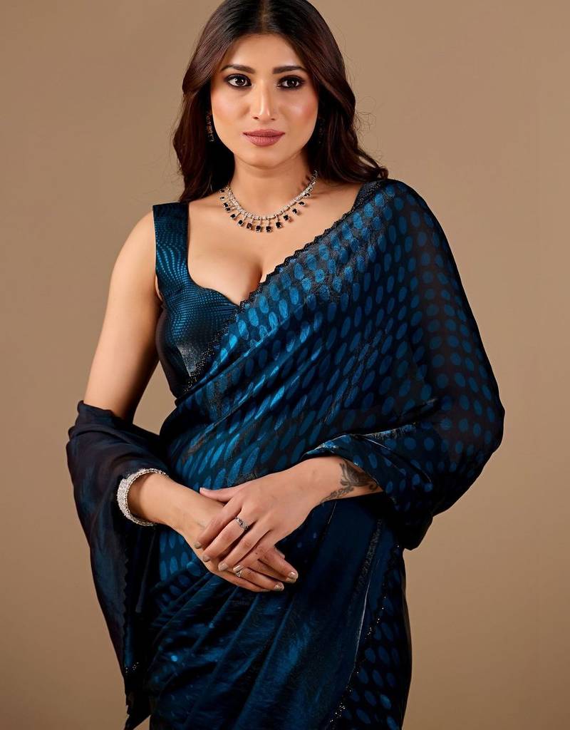 Teal women ethnic motifs woven design saree