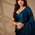 Teal women ethnic motifs woven design saree