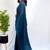 Blue women navy blue organza with sequin work border fesive wear saree