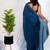 Blue women navy blue organza with sequin work border fesive wear saree