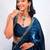 Blue women navy blue organza with sequin work border fesive wear saree