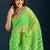 Green leheriya beads and stones  chiffon saree