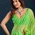 Green leheriya beads and stones  chiffon saree