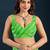 Green leheriya beads and stones  chiffon saree