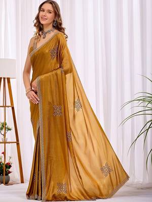 Gold beads and stones designer saree 2