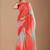 Red bandhani beads and stones poly chiffon saree