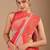 Red bandhani beads and stones poly chiffon saree
