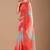 Red bandhani beads and stones poly chiffon saree