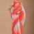 Red bandhani beads and stones poly chiffon saree