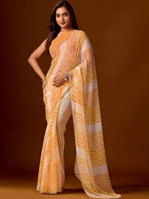 Multicolor leheriya  chiffon saree 1