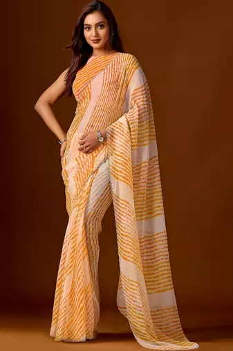 Multicolor leheriya  chiffon saree