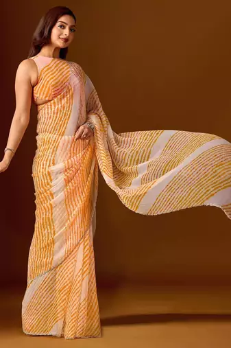 Multicolor leheriya  chiffon saree