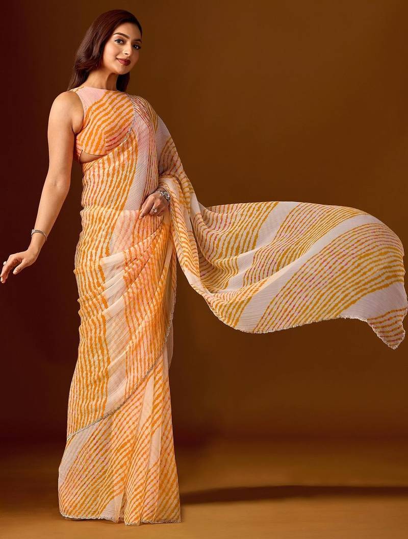 Multicolor leheriya  chiffon saree