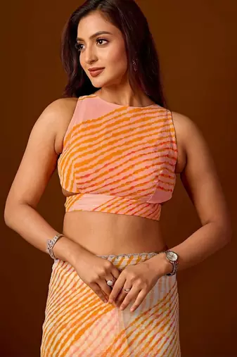 Multicolor leheriya  chiffon saree