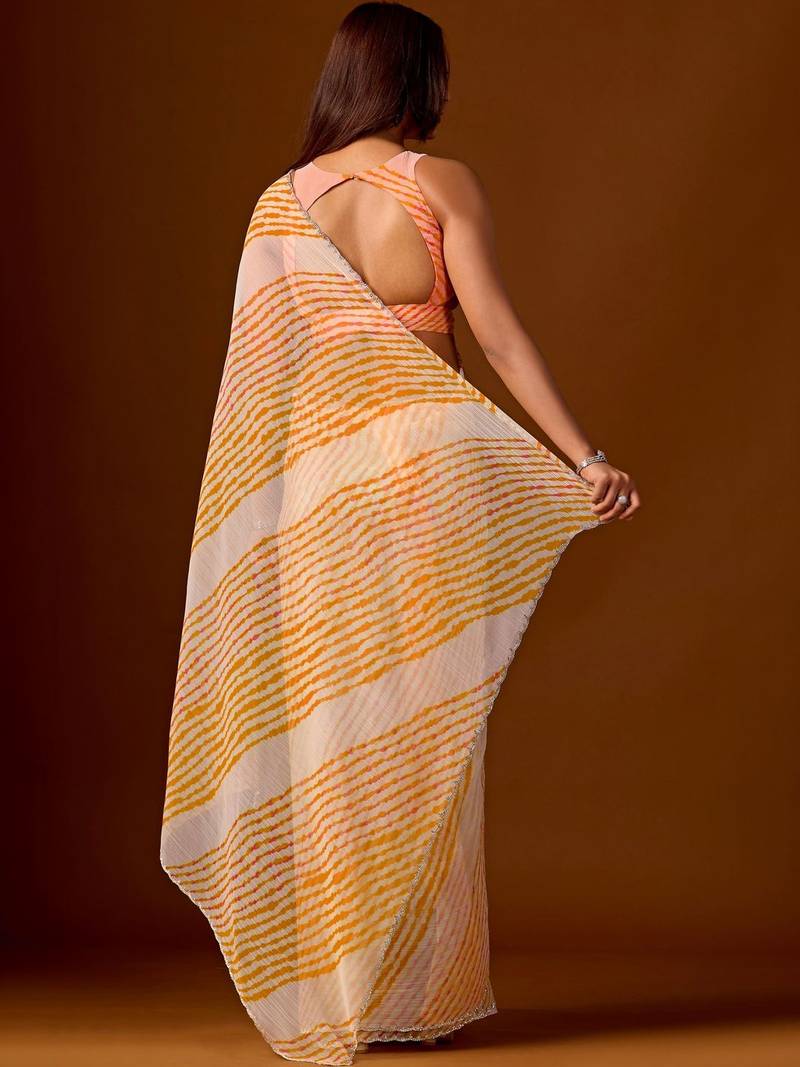 Multicolor leheriya  chiffon saree