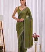 Olive women  beads and stones saree