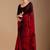 Maroon floral beads and stones organza saree