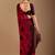 Maroon floral beads and stones organza saree