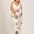 Off white floral beads and stones poly chiffon designer saree