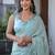 Turquoise sequinned silk cotton saree