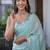 Turquoise sequinned silk cotton saree