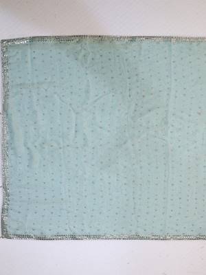 Turquoise sequinned silk cotton saree 5