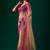 Pink floral beads and stones tissue saree