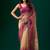 Pink floral beads and stones tissue saree