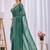 Teal beads and stones heavy work saree