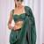 Teal beads and stones heavy work saree