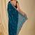 Teal ethnic motifs embroidered organza saree