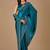 Teal embellished beads and stones organza heavy work saree