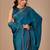 Teal embellished beads and stones organza heavy work saree