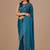 Teal embellished beads and stones organza heavy work saree