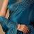 Teal embellished beads and stones organza heavy work saree