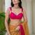 Pink polka dot zari jute silk saree