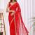 Red women floral beads and stones  chiffon heavy work saree
