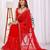 Red women floral beads and stones  chiffon heavy work saree