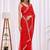 Red women floral beads and stones  chiffon heavy work saree