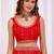 Red women floral beads and stones  chiffon heavy work saree