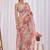 Peach floral beads and stones tissue saree